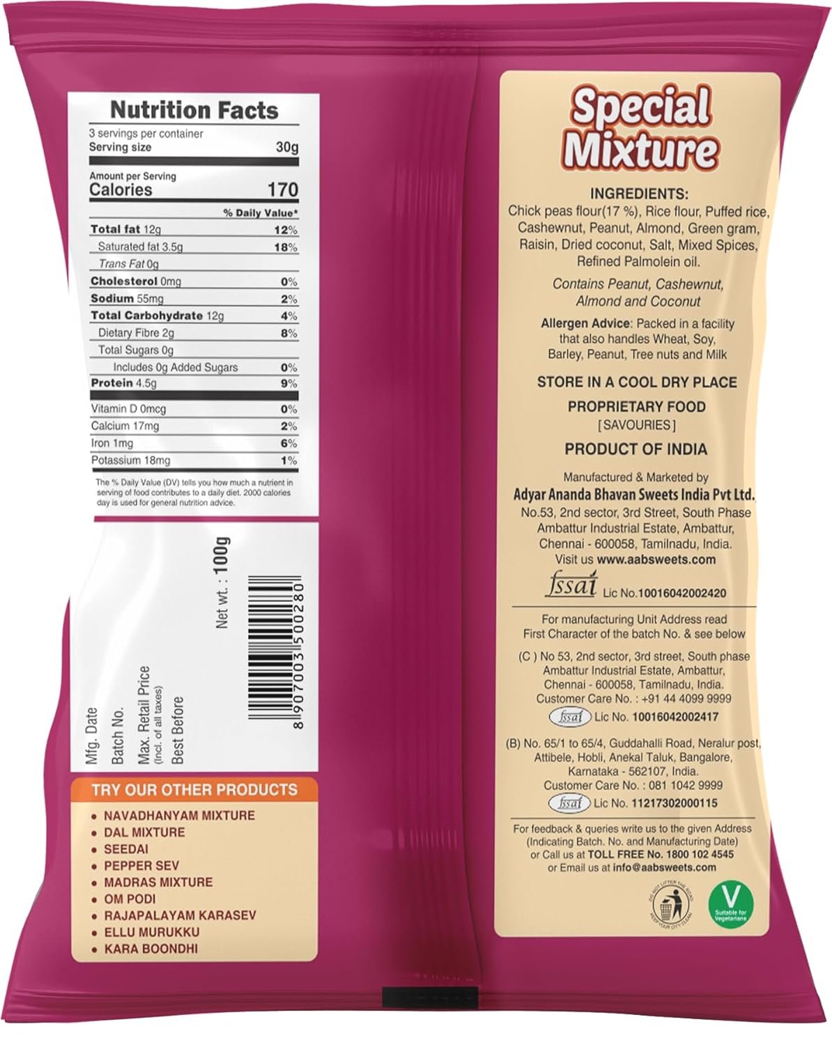 A2B Snacks Special Mixture - 200GM - Image 2