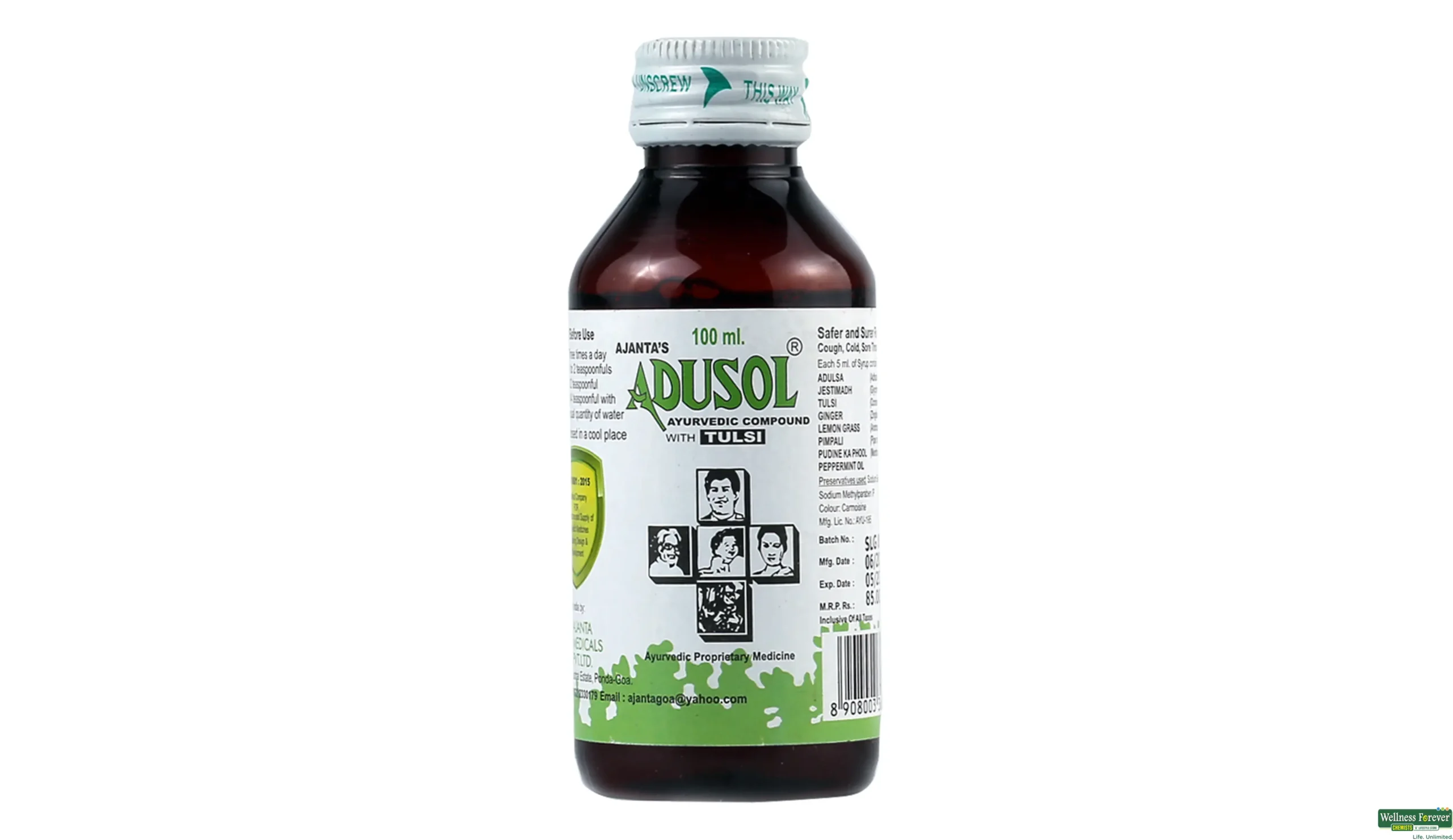AJANTA'S ADUSOL Ayurvedic Tulsi Cough Syrup 100ML