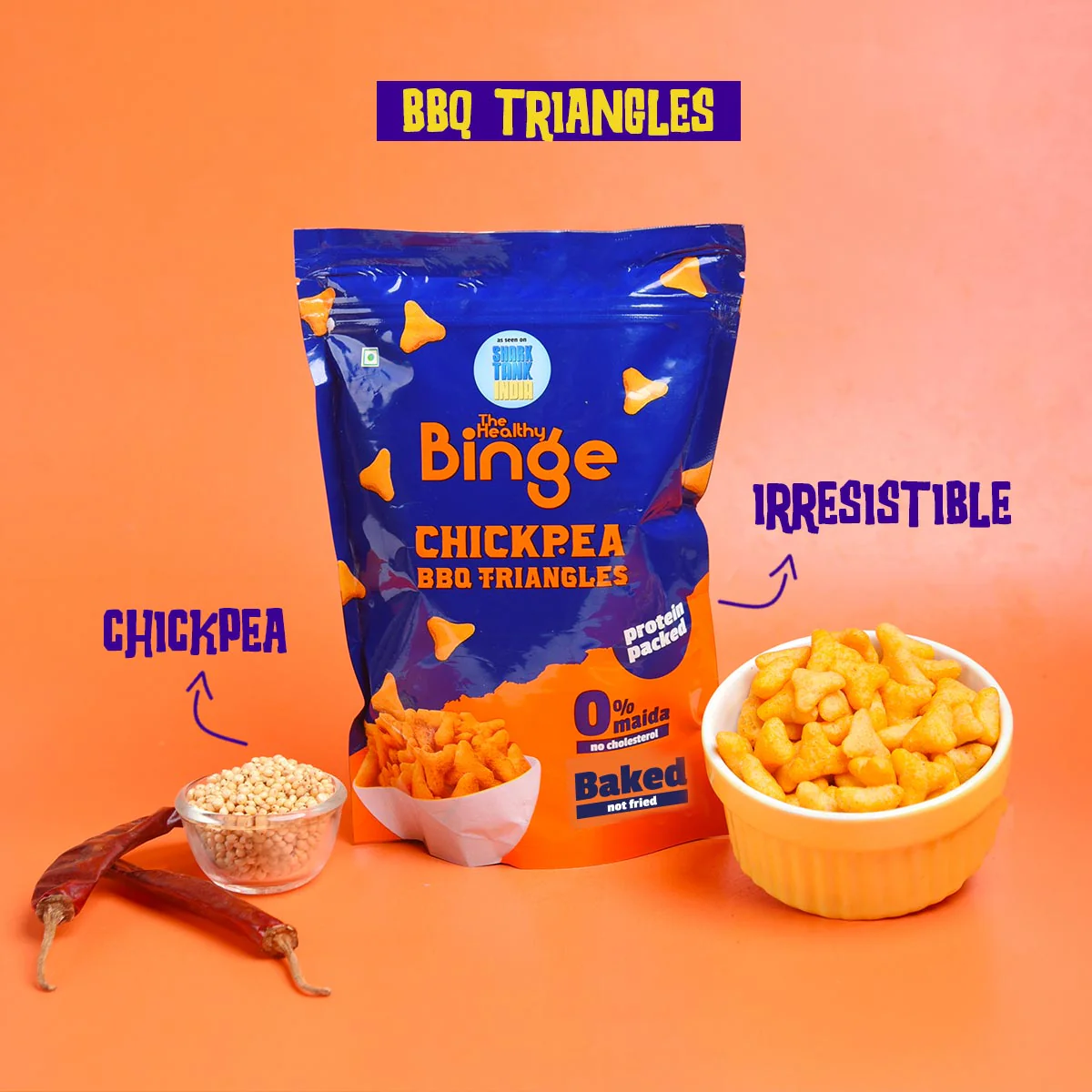 The Healthy Binge Chickpea BBQ Protein Triangles 60G