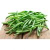Fresh green beans on a wooden surface