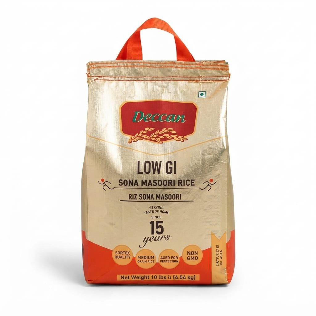 Deccan Low GI Sona Masoori rice, 10 lb bag