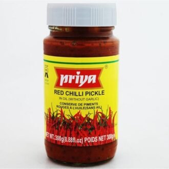 PRIYA RED CHILLI NO GARLIC PICKLE 300G, topdesimart, top desi mart