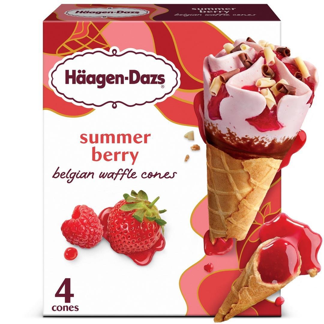 HAGGEN-DAZS STRWBRY CONE 4PC, topdesimart, top desi mart