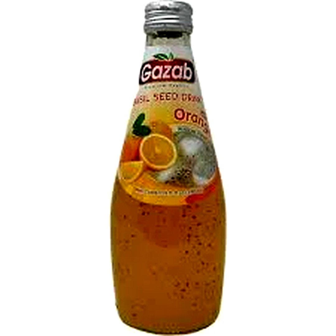 GAZAB BASIL SEED ORANGE DRINK 290ML, topdesimart, top desi mart