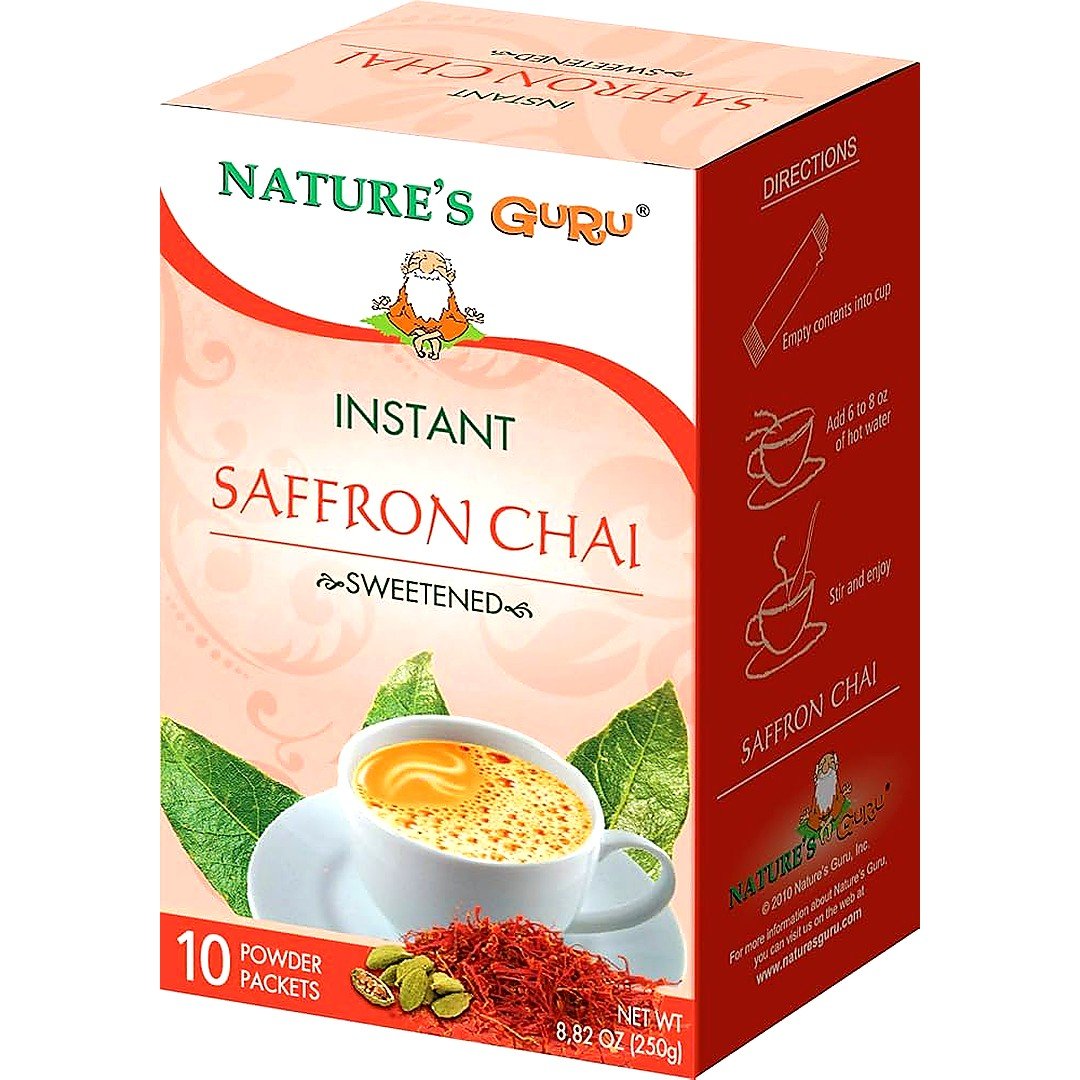 NATURES GURU INSTANT SAFRON CHAI UNST 10PCK, topdesimart, top desi mart
