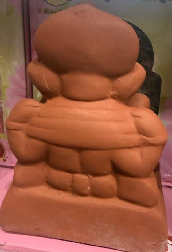 RED CLAY GANESH IDOL 6 INCH - Image 3