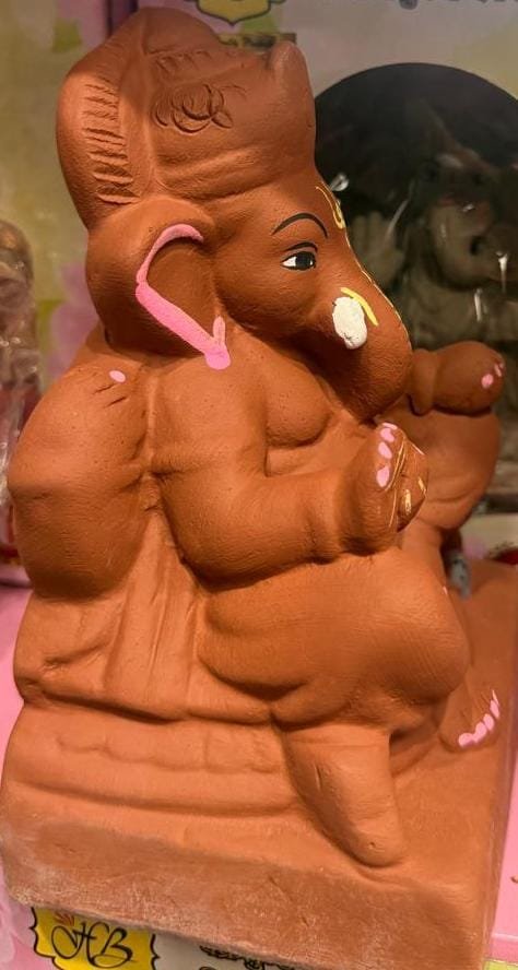 RED CLAY GANESH IDOL 6 INCH - Image 2