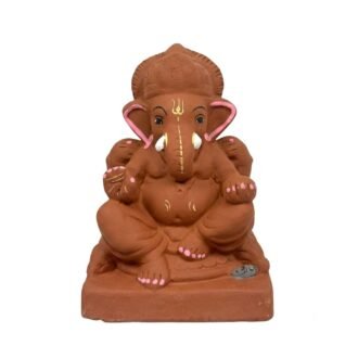RED CLAY GANESH IDOL 6 INCH