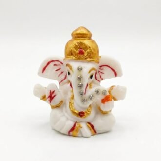 DECORATIVE GANESH SHOWPIECE IDOL โ WHITE & GOLD