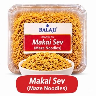 Balaji Makai Sev ready-to-fry snack in a clear tray