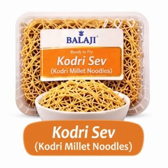 Balaji Ready to Fry Kodri Sev (Kodri Millet Noodles) in a clear package