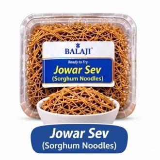Balaji Ready to Fry Jowar Sev (Sorghum Noodles) in a clear tray
